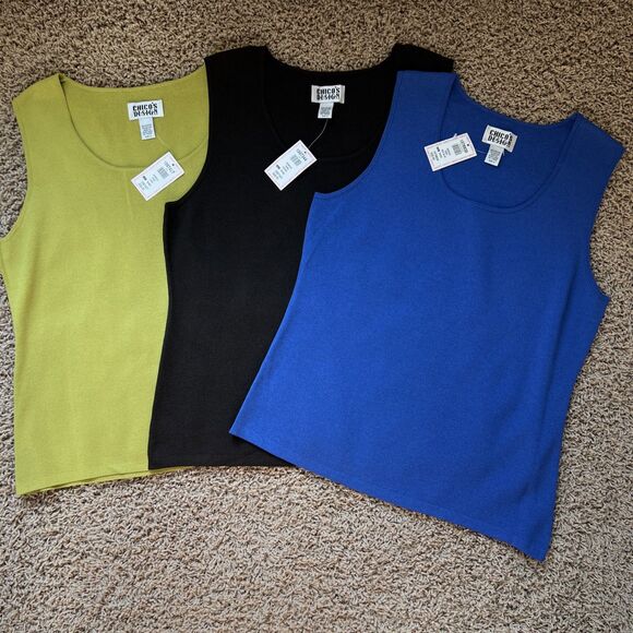Chicos NWT Knit Tank Tops Lot of 3 Womens 3 / XL Layering Career Minimalist - Picture 1 of 11